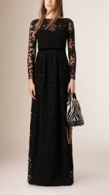 BURBERRY PRORSUM – FLORAL LACE SHEER PANEL GOWN in Black ~ luxury gowns ~ special occasion dresses ~ designer fashion