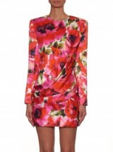 BALMAIN Floral-print satin mini dress ~ designer clothes ~ 1980s trend ~ 80s inspired clothing ~ luxury occasion dresses