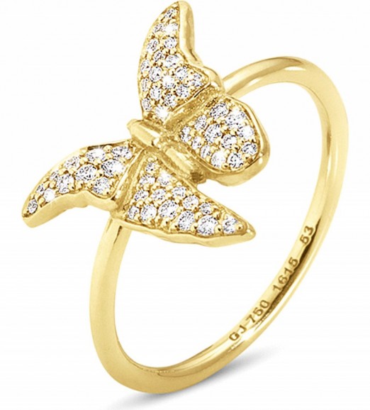 GEORG JENSEN Askill 18ct yellow-gold and pavé diamond ring ~ butterfly rings ~ fine jewellery ~ diamonds