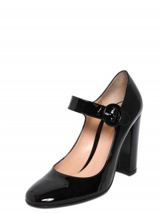 GIANVITO ROSSI 100MM MARY JANE PATENT LEATHER PUMPS. Black Mary Janes ~ designer shoes - flipped