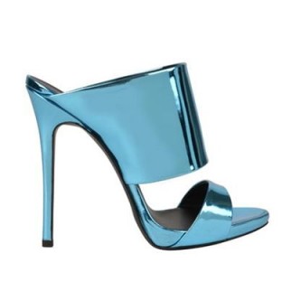GIUSEPPE ZANOTTI Coline Metallic Mules – metallic sandals – blue metallics