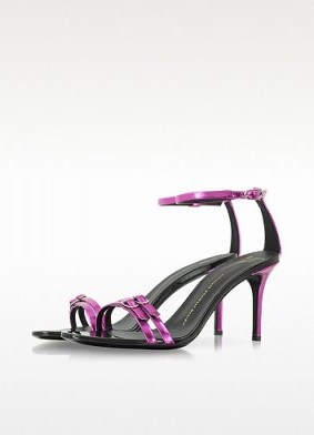 GIUSEPPE ZANOTTI Fuchsia Metallic Leather Ankle Strap Sandal – designer sandals – strappy shoes - flipped