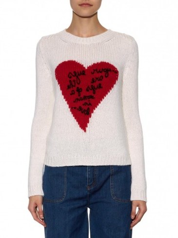 VALENTINO Heart-intarsia cashmere sweater. Womens sweaters | designer knitwear | motif jumpers | luxury winter fashion - flipped