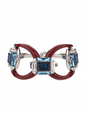 GUCCI Horsebit crystal and palladium-plated bracelet – statement jewellery – designer fashion jewelry – coloured Swarovski crystals - flipped