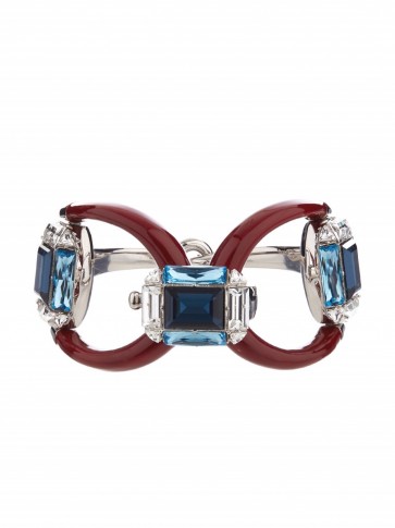 GUCCI Horsebit crystal and palladium-plated bracelet – statement jewellery – designer fashion jewelry – coloured Swarovski crystals