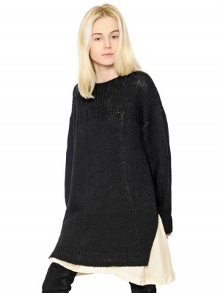 ISABEL MARANT ÉTOILE WOOL & ALPACA BLEND SWEATER in black. Designer fashion | knitted sweaters | womens oversized jumpers | baggy knitwear | winter clothing | side slits - flipped