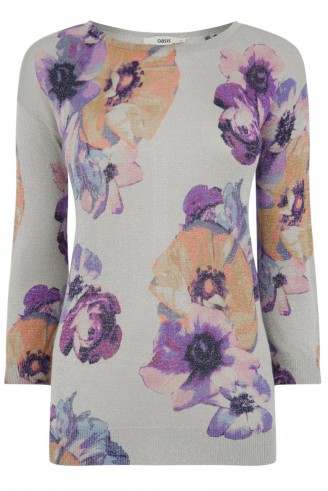 OASIS – photographic floral sparkle knit. flower prints / john grant photographer / tops / knits / knitwear