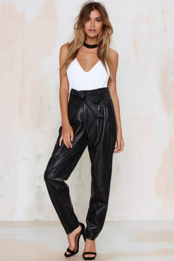 Just Female Sago leather pants. High waisted evening trousers – party fashion – going out