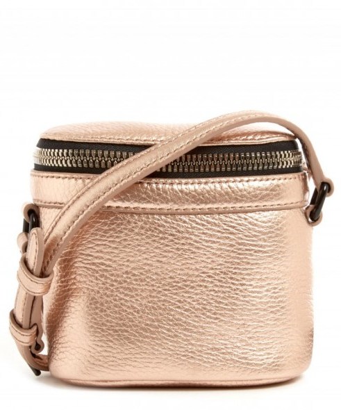KARA GOLD ROSE SMALL METALLIC PEBBLE LEATHER CROSSBODY BAG – pink metallics – handbags – womens luxury bags - flipped