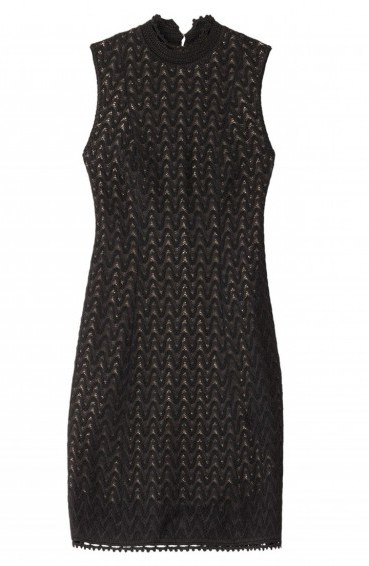 MISSONI Knit Lace Mini-Dress in black. Designer knitwear | knitted dresses | LBD | fashion - flipped