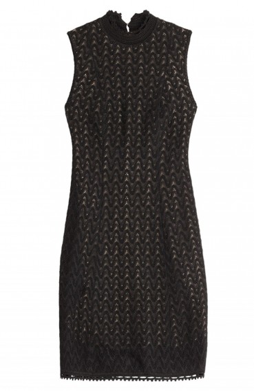 MISSONI Knit Lace Mini-Dress in black. Designer knitwear | knitted dresses | LBD | fashion