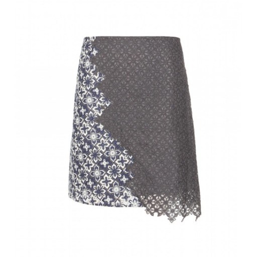 3.1 PHILLIP LIM Lace skirt ~ designer skirts – grey ~ floral ~ stylish ~ asymmetric ~ short style - flipped