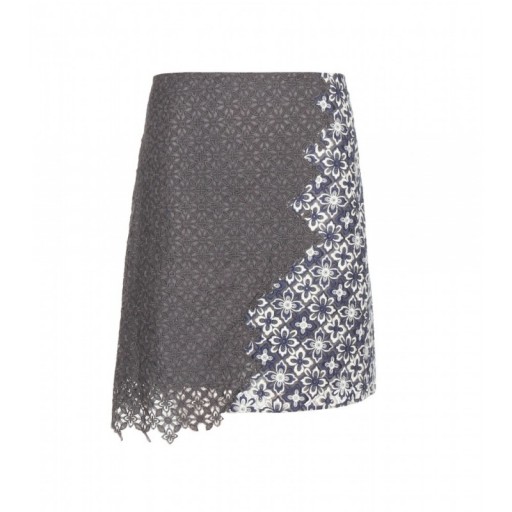 3.1 PHILLIP LIM Lace skirt ~ designer skirts – grey ~ floral ~ stylish ~ asymmetric ~ short style