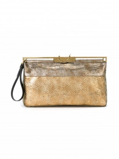 LANVIN metallic clutch – large gold clutch bags – designer handbags - flipped