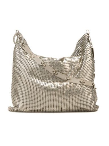 LAURA B metal mesh shoulder bag – metallic handbags – silver metallics - flipped