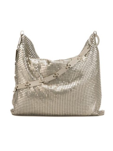 LAURA B metal mesh shoulder bag – metallic handbags – silver metallics