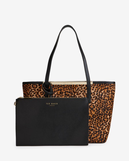 TED BAKER – HALLEY Leather shopper bag tan ~ animal print bags ~ weekend shoppers ~ chic shopping bags ~ clutch bags ~ handbags