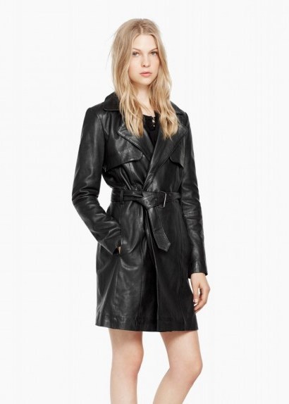 MANGO black leather trench. Womens coats – autumn / winter fashion - flipped