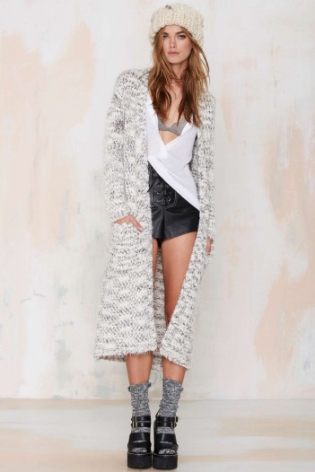 Leila Knit Duster Coat heather grey. Womens knitwear | longline knitted coats | long cardigans | winter fashion