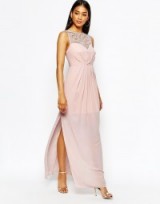 Lipsy Sweetheart Maxi Dress With Embellished Bust pink. luxe style evening dresses ~ long occasion gowns ~ luxury looks ~ sequins ~ sequined embellishments