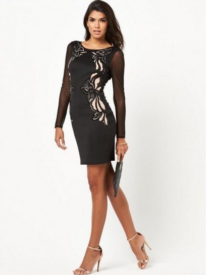 Lipsy Michelle Keegan Laser Sequin Bodycon Dress black. Party dresses – evening glamour – going out fashion - flipped