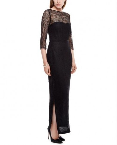 Jaeger long black lace dress ~ maxi dresses ~ evening gowns ~ occasion gown - flipped