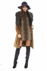 AX Paris camel coat with faux fur collar. Autumn / winter style – warm coats – womens fashion