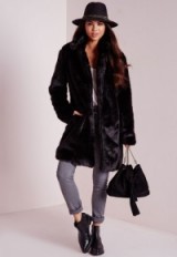 Missguided black longline faux fur coat. Luxe style fashion ~ luxury looking coats ~ winter outerwear