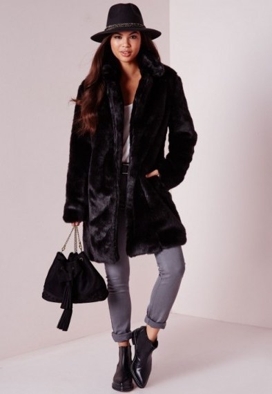 Missguided black longline faux fur coat. Luxe style fashion ~ luxury looking coats ~ winter outerwear - flipped