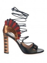 PAULA CADEMARTORI Lotus lace-up sandals. Designer shoes / lace up front high heels / metallic bronze footwear