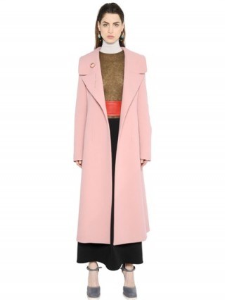Miranda Kerr’s Paris street style, 6 October 2015…MARNI DOUBLE WOOL CREPE COAT in rose pink. Celebrity fashion | designer coats | winter outerwear | star style | what celebrities wear - flipped