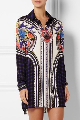 Mary Katrantzou Croft printed silk-chiffon mini dress. Luxury shirt dresses ~ designer fashion ~ bold colourful prints - flipped