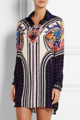 Mary Katrantzou Croft printed silk-chiffon mini dress. Luxury shirt dresses ~ designer fashion ~ bold colourful prints