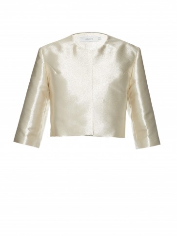 GALVAN Metallic cropped jacket – designer occasion jackets – ivory metallics