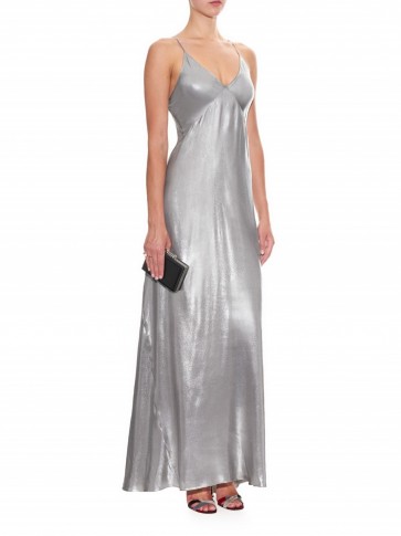 GALVAN Metallic lamé gown – designer occasion gowns – silver metallics
