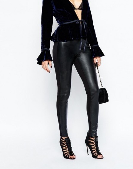 Millie Mackintosh Faux Leather Pants in Black. Leather look skinny pants | womens trousers - flipped