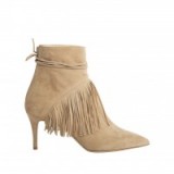 Bionda Castana Mimi Sand Calf Suede Fringed Boot. Designer boots – luxury footwear – pointed toes – ankle ties