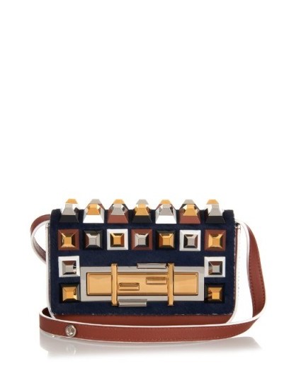 FENDI Mini 3Baguette stud-embellished cross-body bag. Designer handbags – luxury crossbody bags - flipped
