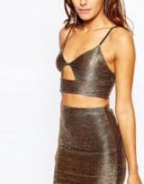 Missguided Metallic Cut Out Bralet in bronze. Womens crop tops | going out bralets | evening wear | party fashion