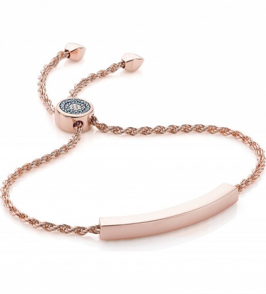 MONICA VINADER Linear 18ct rose gold-plated and pavé diamond toggle bracelet ~ friendship bracelets ~ jewellery