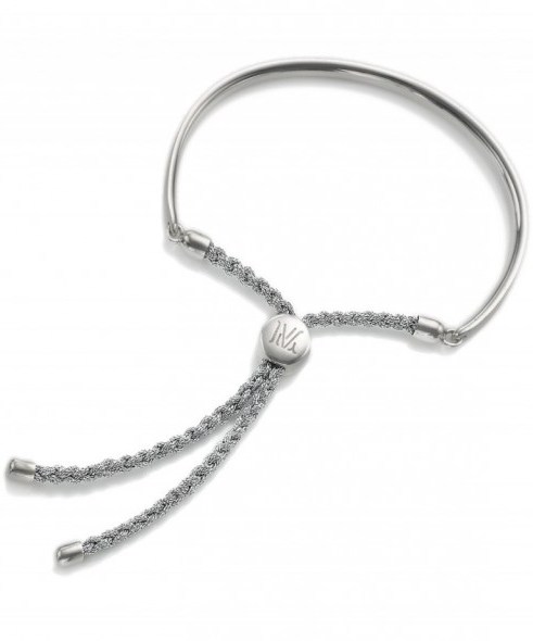MONICA VINADER SILVER METALLIC CORD FIJI BRACELET – designer friendship bracelets – metallics – jewellery - flipped