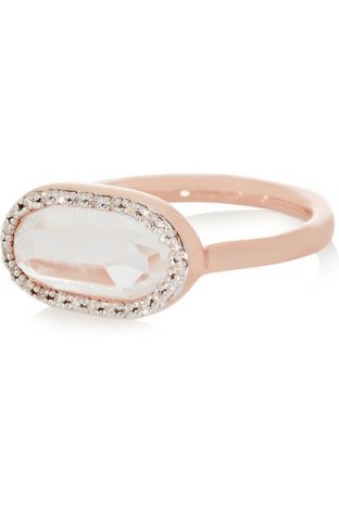 MONICA VINADER Vega rose gold-plated, diamond and rock crystal ring. Jewellery | crystals | rings - flipped