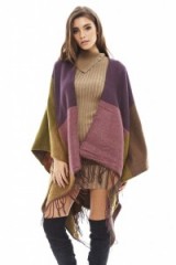 AX Paris multi check knitted cape. Autumn / winter fashion – blanket style capes – womens outerwear