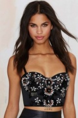 Nasty Gal Jewel in Favor Embellished Bustier black. Strappy jewelled tops | party wear | evening crop tops