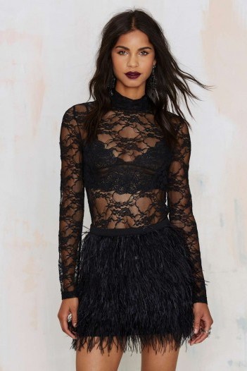 Nasty Gal Lace for Words Keyhole Blouse black. Semi sheer blouses | womens tops - flipped