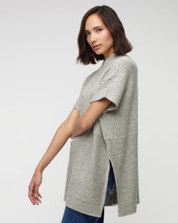 JIGSAW Knit Tabard grey. Autumn / winter knitwear – womens oversized jumpers – high neck tabards – knitted fashion