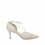 BIONDA CASTANA Nicole Ivory Lace Mid Heel Pointed Pumps – wedding shoes – bridal footwear – lace mid heels – ankle ties