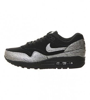 NIKE Air max 1 nyc metallic leather trainers – womens sports shoes – silver metallics - flipped