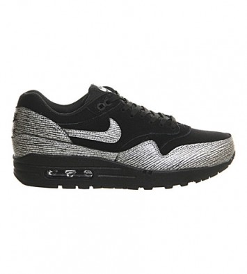 NIKE Air max 1 nyc metallic leather trainers – womens sports shoes – silver metallics