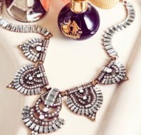 Olivia Palermo & Bauble Bar Garbo Bib. Statement jewellery – large art deco style necklaces - flipped